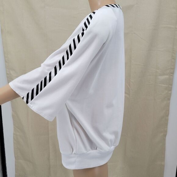 Robbie Sport Vintage Nautical 80s Blouse White  Short Sleeves Stripe Details - Picture 5 of 11